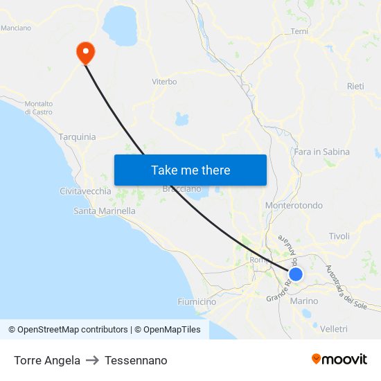 Torre Angela to Tessennano map