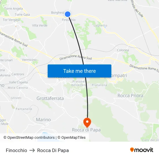 Finocchio to Rocca Di Papa map