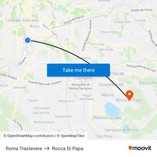Roma Trastevere to Rocca Di Papa map
