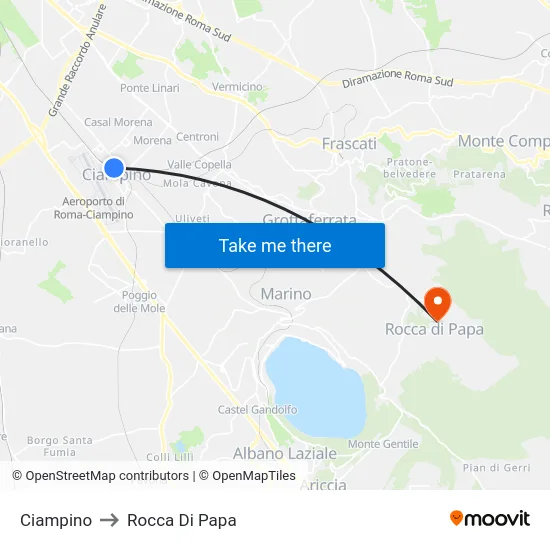 Ciampino to Rocca Di Papa map