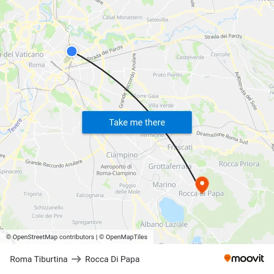 Roma Tiburtina to Rocca Di Papa map