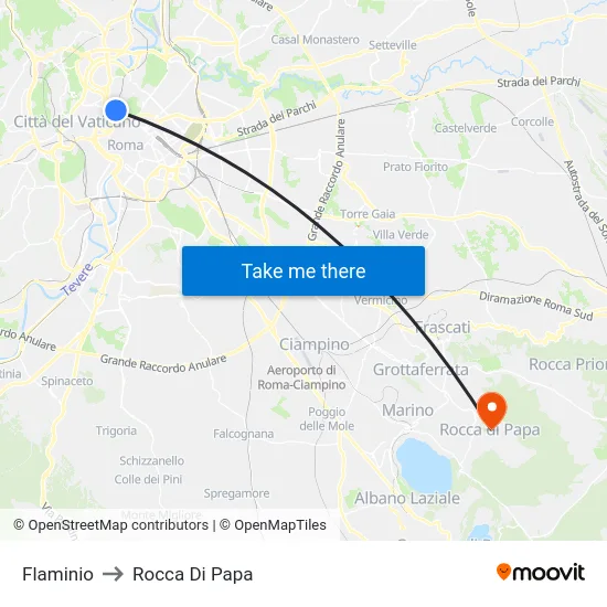 Flaminio to Rocca Di Papa map
