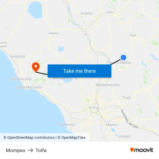 Mompeo to Tolfa map