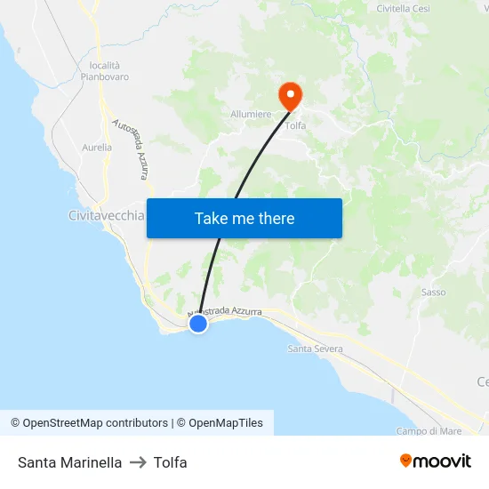 Santa Marinella to Tolfa map