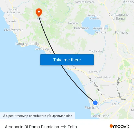 Aeroporto Di Roma-Fiumicino to Tolfa map