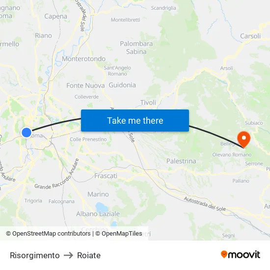 Risorgimento to Roiate map