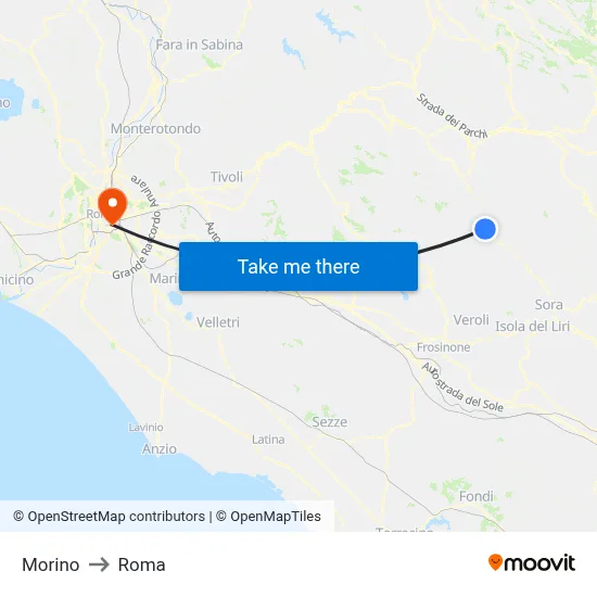 Morino to Roma map