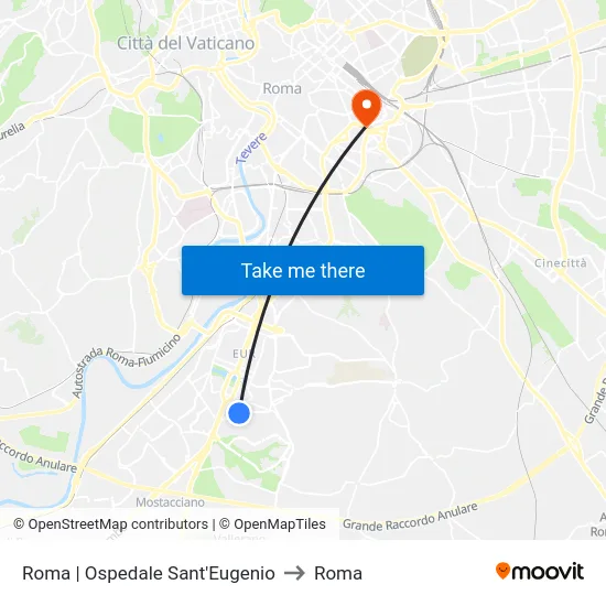 Roma | Ospedale Sant'Eugenio to Roma map