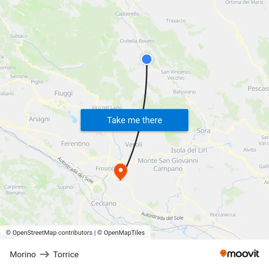 Morino to Torrice map