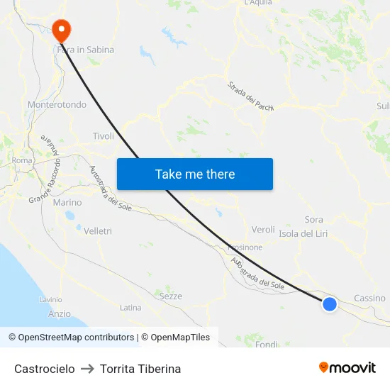Castrocielo to Torrita Tiberina map