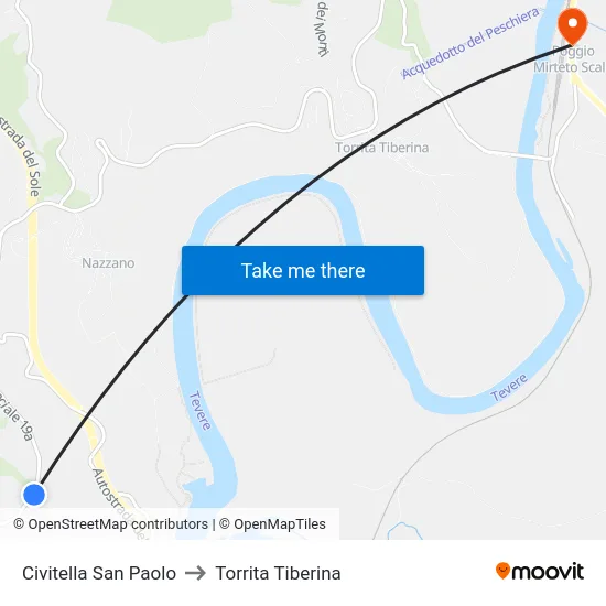 Civitella San Paolo to Torrita Tiberina map