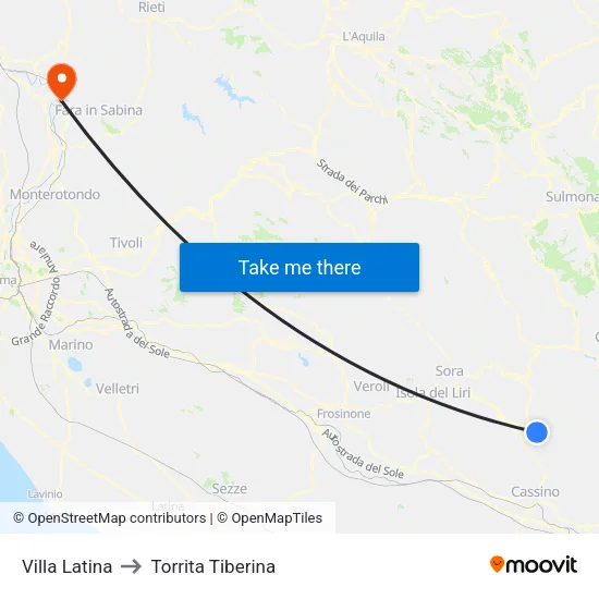 Villa Latina to Torrita Tiberina map