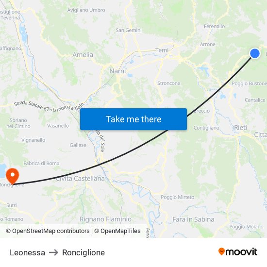 Leonessa to Ronciglione map