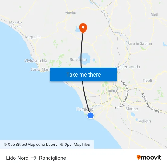 North Beach to Ronciglione map