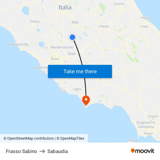 Frasso Sabino to Sabaudia map