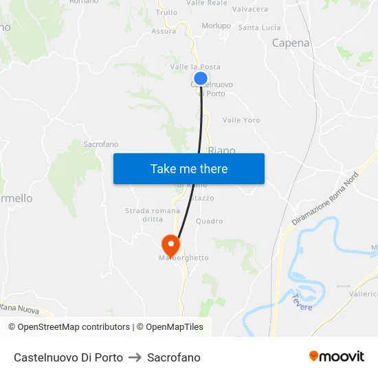 Castelnuovo Di Porto to Sacrofano map