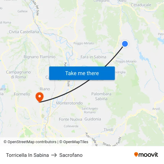 Torricella In Sabina to Sacrofano map