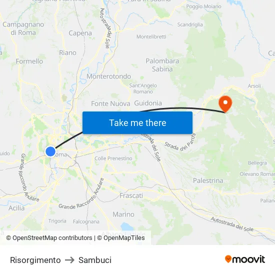 Risorgimento to Sambuci map