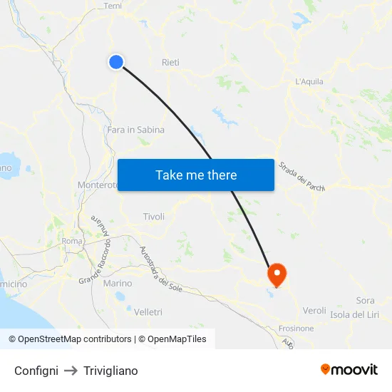 Configni to Trivigliano map