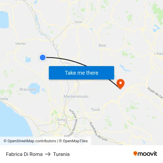 Fabrica Di Roma to Turania map