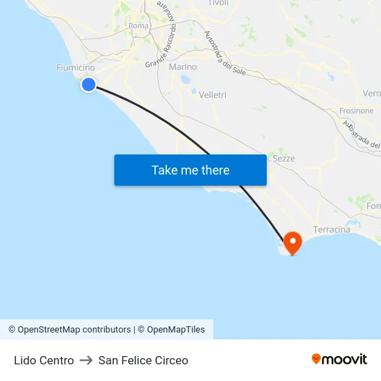 Lido Centro to San Felice Circeo map