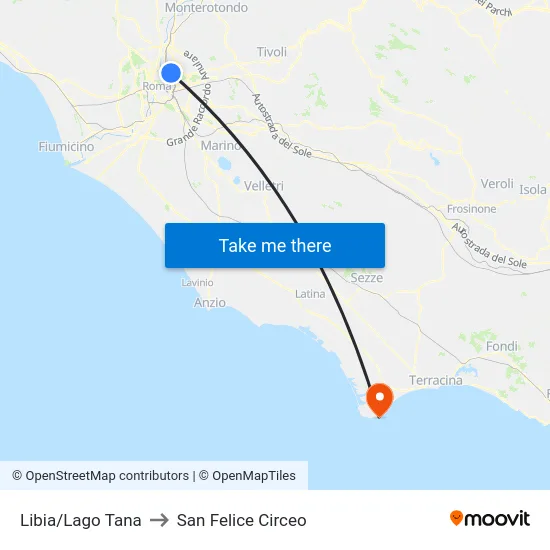 Libia/Lago Tana to San Felice Circeo map