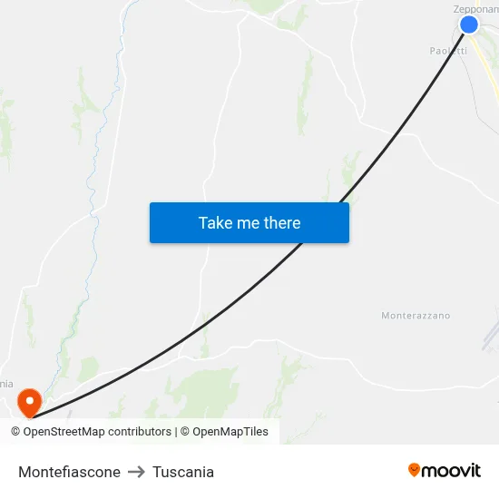 Montefiascone to Tuscania map