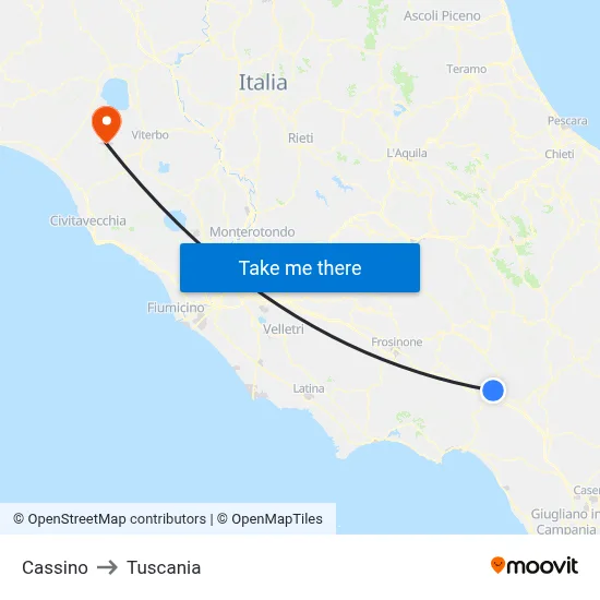 Cassino to Tuscania map