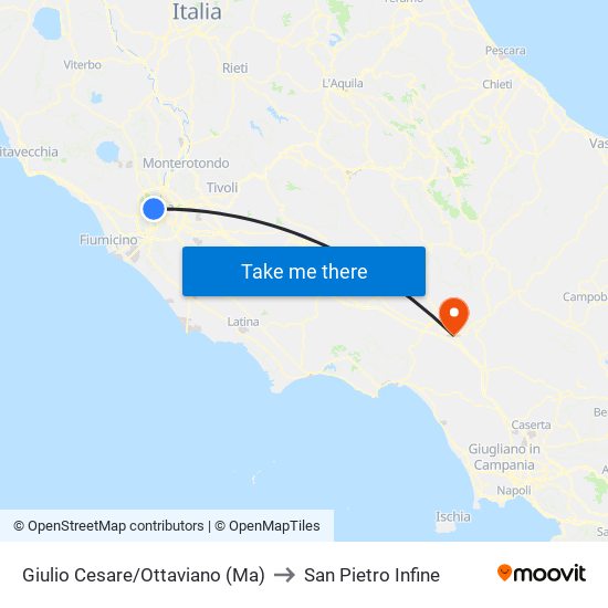 Giulio Cesare/Ottaviano (Ma) to San Pietro Infine map