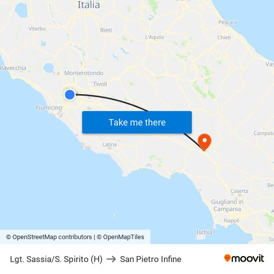 Lgt. Sassia/S. Spirito (H) to San Pietro Infine map