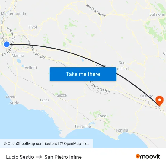 Lucio Sestio to San Pietro Infine map