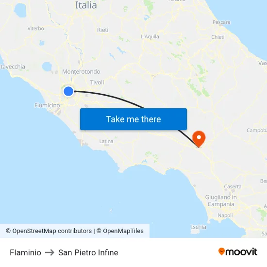 Flaminio to San Pietro Infine map