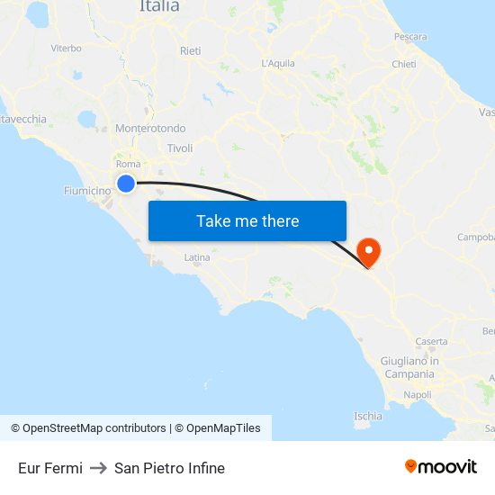 Eur Fermi to San Pietro Infine map