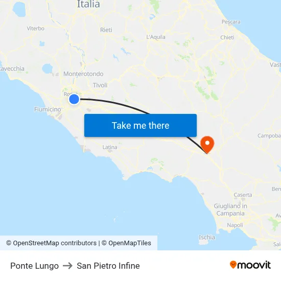 Ponte Lungo to San Pietro Infine map