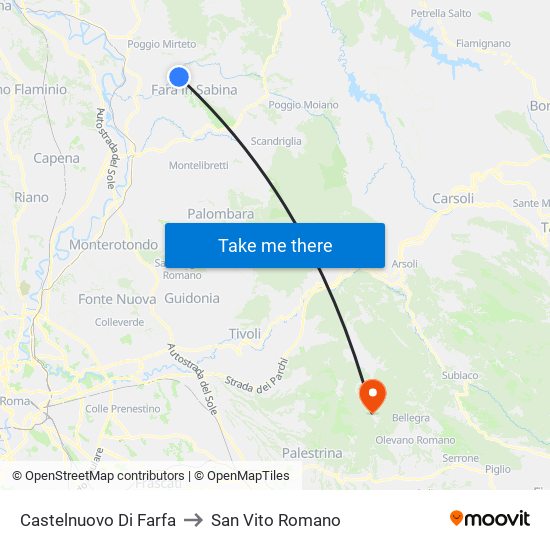 Castelnuovo Di Farfa to San Vito Romano map