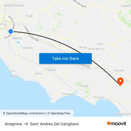 Anagnina to Sant' Andrea Del Garigliano map