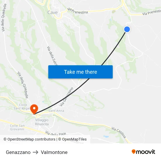 Genazzano to Valmontone map
