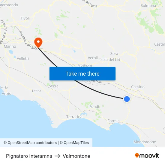 Pignataro Interamna to Valmontone map
