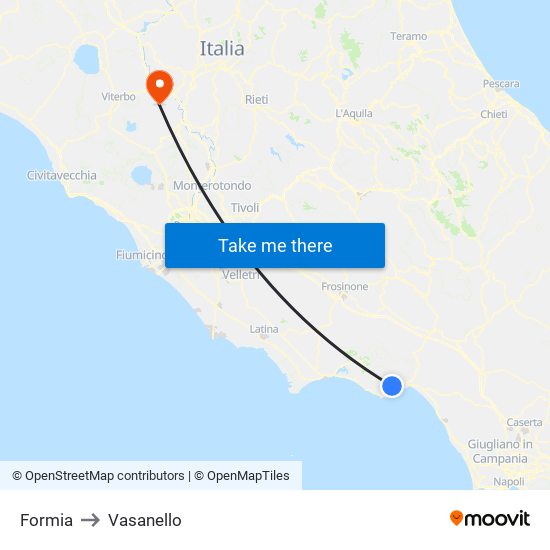 Formia to Vasanello map