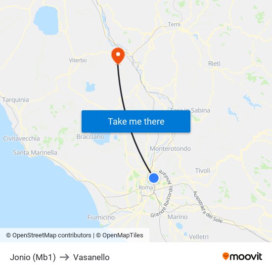 Jonio (Mb1) to Vasanello map