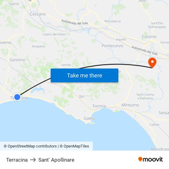 Terracina to Sant' Apollinare map