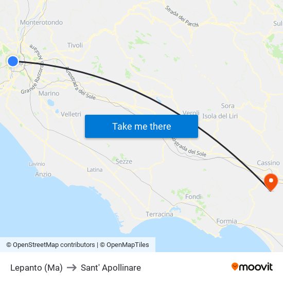 Lepanto (Ma) to Sant' Apollinare map