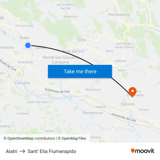 Alatri to Sant' Elia Fiumerapido map