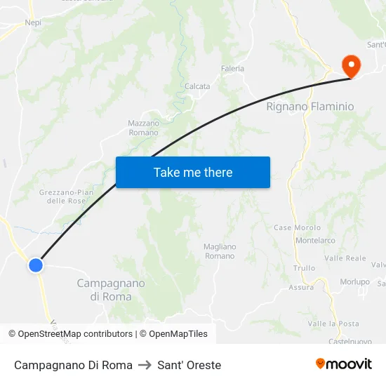 Campagnano Di Roma to Sant' Oreste map