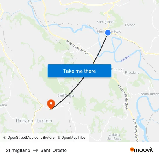 Stimigliano to Sant' Oreste map