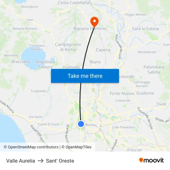 Valle Aurelia to Sant' Oreste map