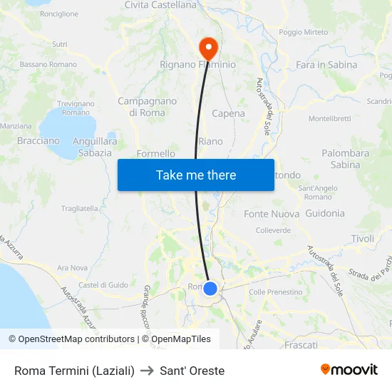 Roma Termini (Laziali) to Sant' Oreste map