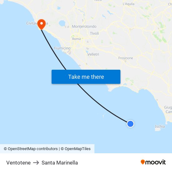 Ventotene to Santa Marinella map