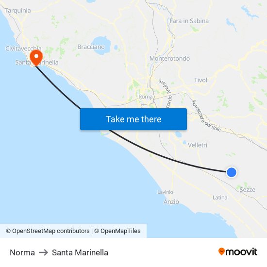 Norma to Santa Marinella map