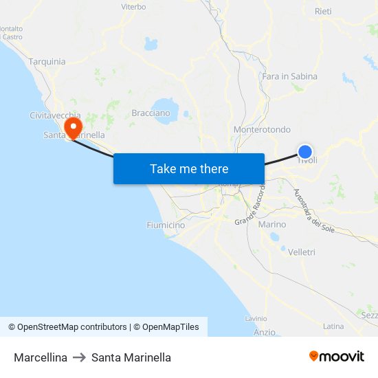 Marcellina to Santa Marinella map